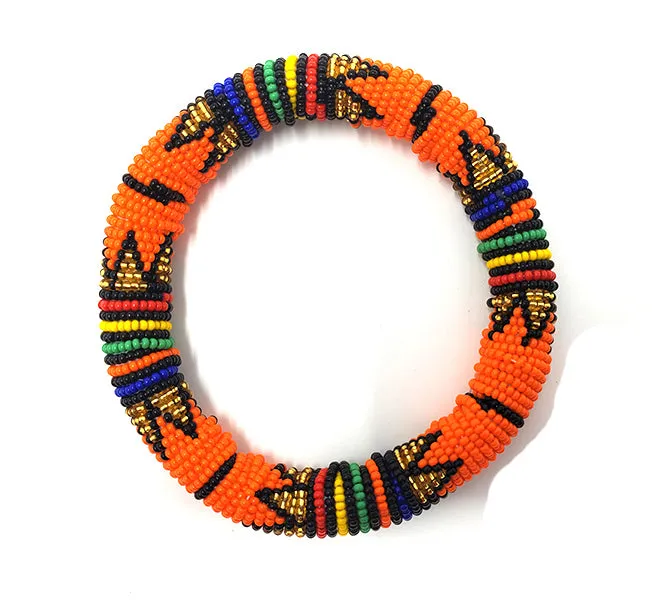 Zulu Beaded Disc Bangle Thick - Multiple colors