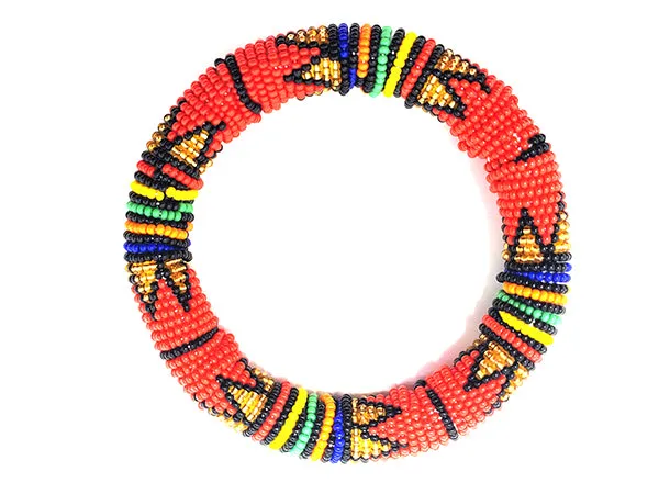 Zulu Beaded Disc Bangle Thick - Multiple colors